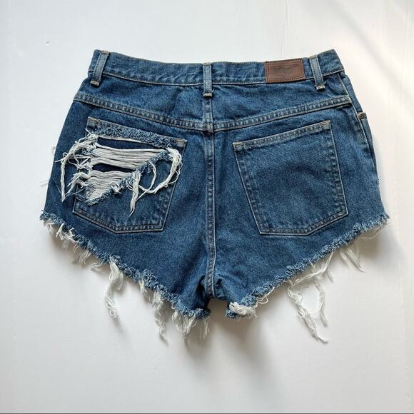 Vintage L.L. Bean Denim Shorts 31" High Rise Custom Distressed - Picture 2 of 12